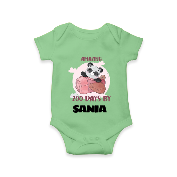 Amazing 200 Days Romper | Custom Baby Romper for 200 Days Celebration - GREEN - New Born (Chest 14")