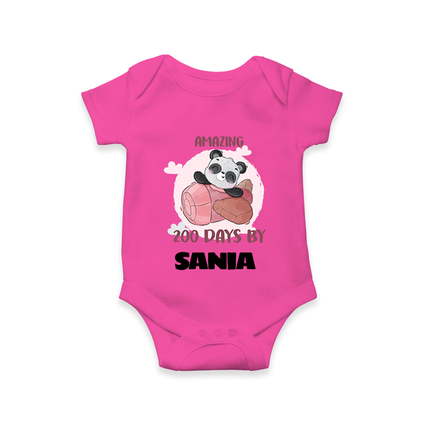 Amazing 200 Days Romper | Custom Baby Romper for 200 Days Celebration - HOT PINK - New Born (Chest 14")