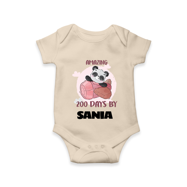 Amazing 200 Days Romper | Custom Baby Romper for 200 Days Celebration - IVORY - New Born (Chest 14")