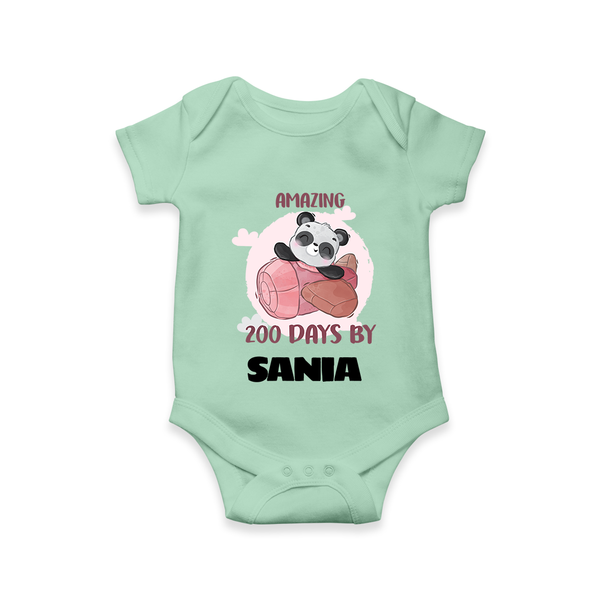Amazing 200 Days Romper | Custom Baby Romper for 200 Days Celebration - MINT GREEN - New Born (Chest 14")