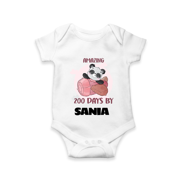 Amazing 200 Days Romper | Custom Baby Romper for 200 Days Celebration - WHITE - New Born (Chest 14")