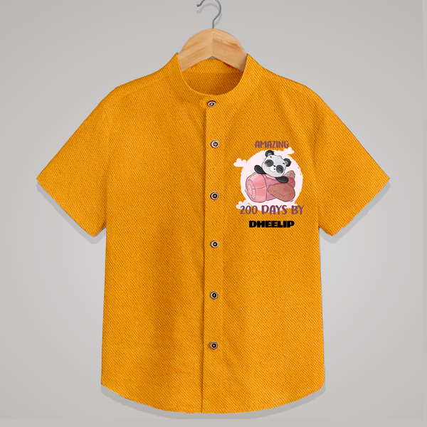 Amazing 200 Days Shirt | Custom Baby Shirt for 200 Days Celebration - CHROME YELLOW - 0 - 6 Months Old (Chest 23")