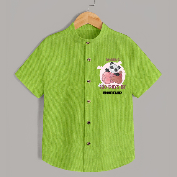 Amazing 200 Days Shirt | Custom Baby Shirt for 200 Days Celebration - LIME GREEN - 0 - 6 Months Old (Chest 23")