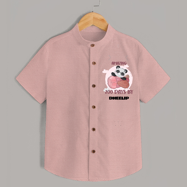 Amazing 200 Days Shirt | Custom Baby Shirt for 200 Days Celebration - PEACH - 0 - 6 Months Old (Chest 23")