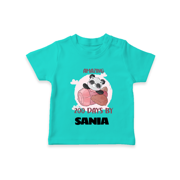 Amazing 200 Days T-Shirt | Custom Baby T-Shirt for 200 Days Celebration - TEAL - 0-5 Months Old (Chest 17")