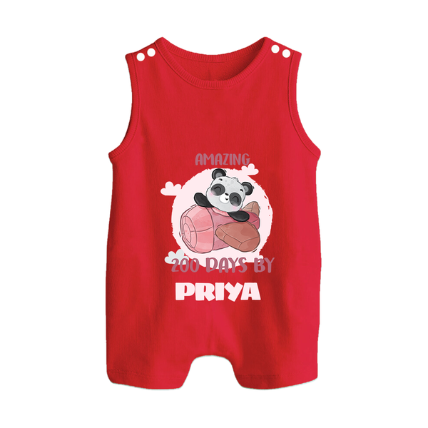 Amazing 200 Days Romper Suit | Custom Baby Romper Suit for 200 Days Celebration - RED - 0 - 5 Months Old (Chest 18")