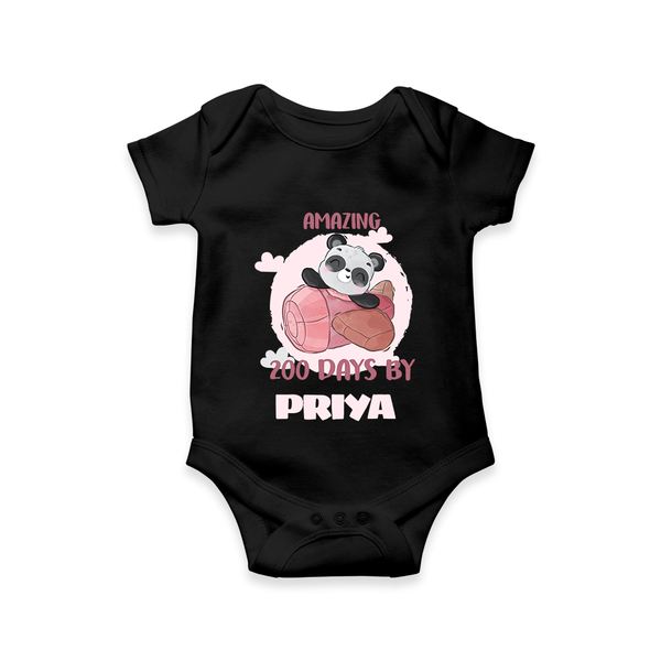 Amazing 200 Days Romper | Custom Baby Romper for 200 Days Celebration - BLACK - New Born (Chest 14")