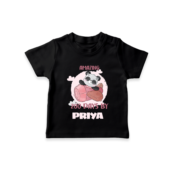 Amazing 200 Days T-Shirt | Custom Baby T-Shirt for 200 Days Celebration - BLACK - 0-5 Months Old (Chest 17")