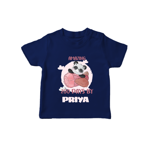 Amazing 200 Days T-Shirt | Custom Baby T-Shirt for 200 Days Celebration - NAVY BLUE - 0-5 Months Old (Chest 17")