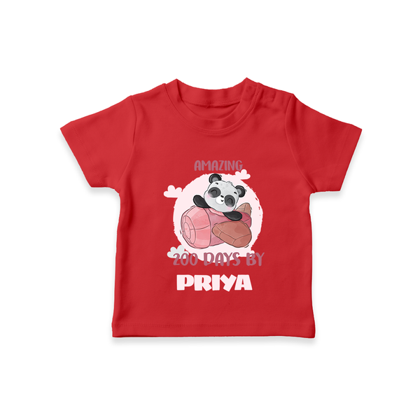 Amazing 200 Days T-Shirt | Custom Baby T-Shirt for 200 Days Celebration - RED - 0-5 Months Old (Chest 17")