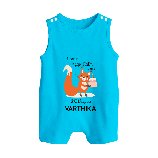 I Can’t Keep Calm I Am 200 Days Old Romper Suit | Personalized Baby Romper Suit for 200 Days - SKY BLUE - 0 - 5 Months Old (Chest 18")