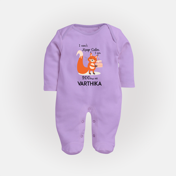 I Can’t Keep Calm I Am 200 Days Old Sleep Suit | Personalized Baby Sleep Suit for 200 Days - LILAC - New Born (Chest 7.5")