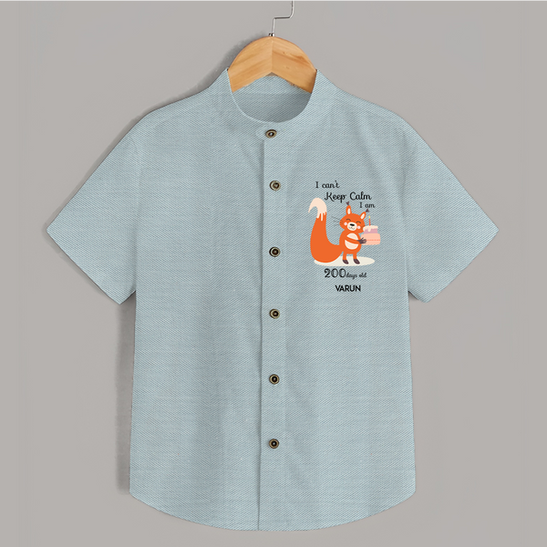 I Can’t Keep Calm I Am 200 Days Old Shirt | Personalized Baby Shirt for 200 Days - ARCTIC BLUE - 0 - 6 Months Old (Chest 23")