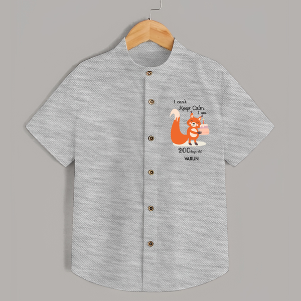 I Can’t Keep Calm I Am 200 Days Old Shirt | Personalized Baby Shirt for 200 Days - GREY - 0 - 6 Months Old (Chest 23")