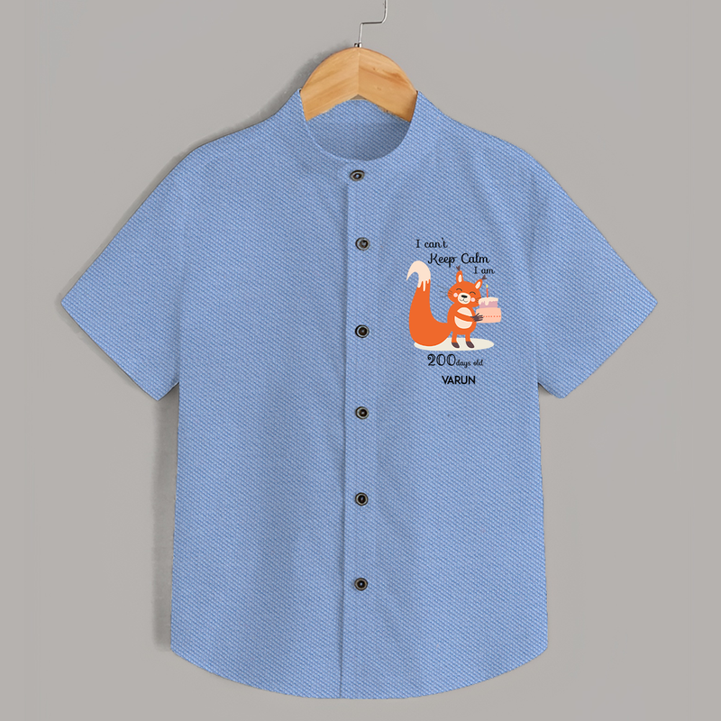 I Can’t Keep Calm I Am 200 Days Old Shirt | Personalized Baby Shirt for 200 Days - SKY BLUE - 0 - 6 Months Old (Chest 23")