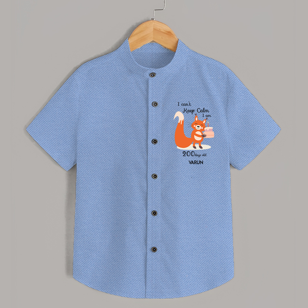 I Can’t Keep Calm I Am 200 Days Old Shirt | Personalized Baby Shirt for 200 Days - SKY BLUE - 0 - 6 Months Old (Chest 23")