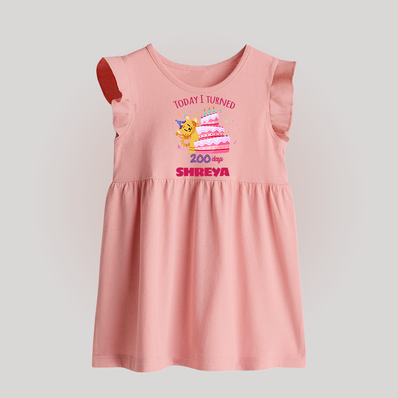 Today I Turned 200 Days Baby Frock | Custom Baby Frock for 200 Days Celebration - BABY PINK - 0 - 3 Months Old (Chest 17")