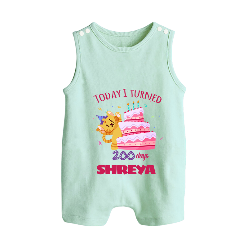 Today I Turned 200 Days Romper Suit | Custom Baby Romper Suit for 200 Days Celebration - MINT GREEN - 0 - 5 Months Old (Chest 18")