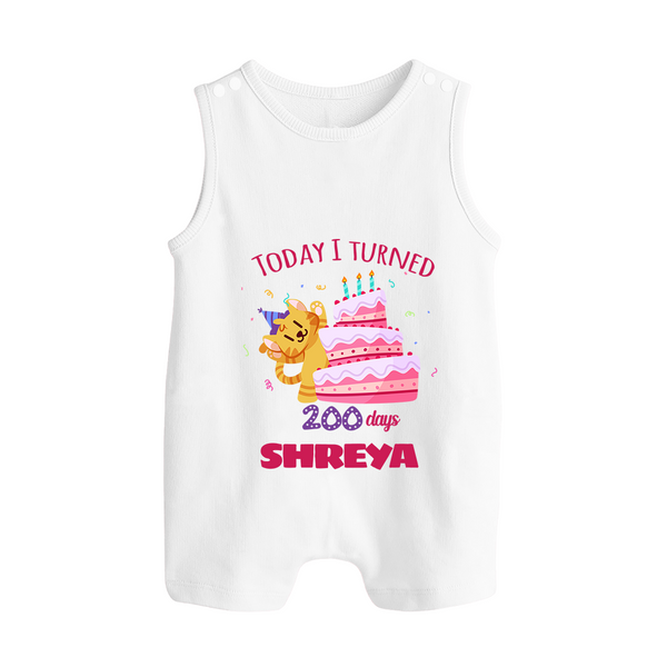 Today I Turned 200 Days Romper Suit | Custom Baby Romper Suit for 200 Days Celebration - WHITE - 0 - 5 Months Old (Chest 18")