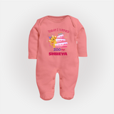 Today I Turned 200 Days Sleep Suit | Custom Baby Sleep Suit for 200 Days Celebration - PEACH - New Born (Chest 7.5")