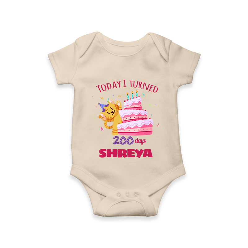Today I Turned 200 Days Romper | Custom Baby Romper for 200 Days Celebration - IVORY - New Born (Chest 14")