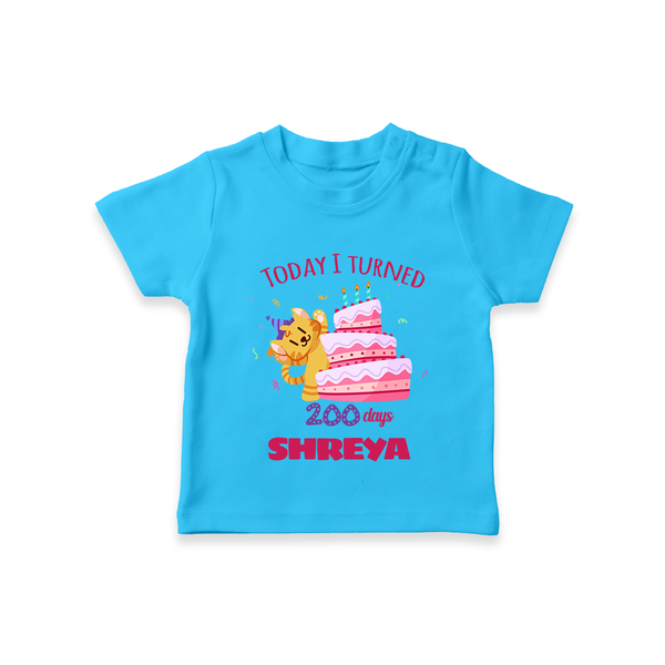 Today I Turned 200 Days T-Shirt | Custom Baby T-Shirt for 200 Days Celebration - SKY BLUE - 0-5 Months Old (Chest 17")