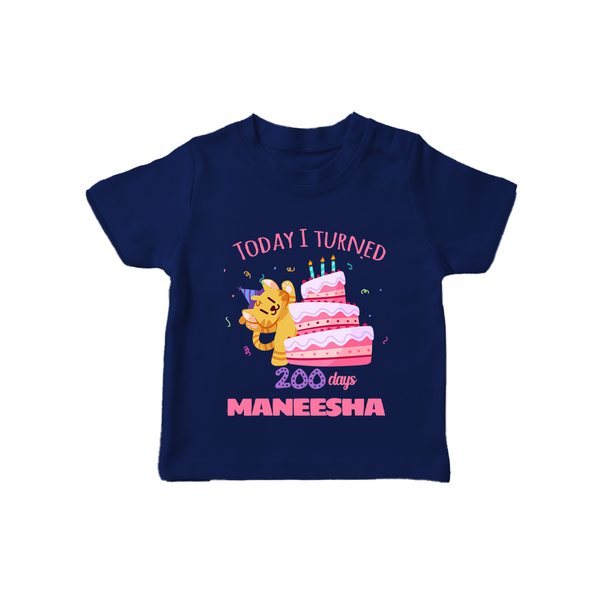 Today I Turned 200 Days T-Shirt | Custom Baby T-Shirt for 200 Days Celebration - NAVY BLUE - 0-5 Months Old (Chest 17")