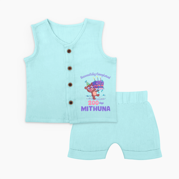 Successfully Completed 200 Days Jabla Set | Personalized Baby Jabla Set for 200 Days - BABY BLUE - 0 - 3 Months Old (Chest 9.8")
