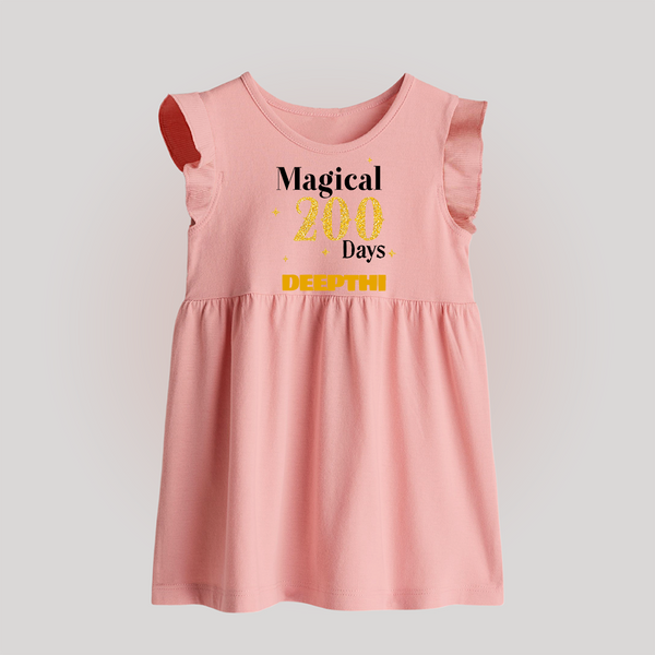 Magical 200 Days Baby Frock | Custom Baby Frock for 200 Days Milestone - BABY PINK - 0 - 3 Months Old (Chest 17")