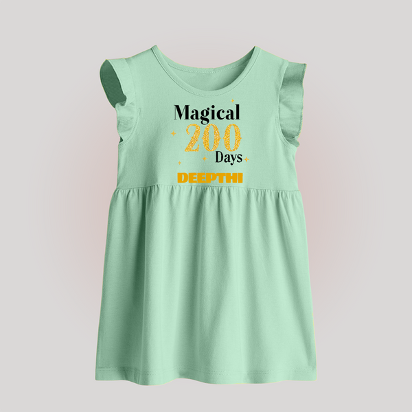 Magical 200 Days Baby Frock | Custom Baby Frock for 200 Days Milestone - MINT GREEN - 0 - 3 Months Old (Chest 17")