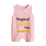 Magical 200 Days Romper Suit | Custom Baby Romper Suit for 200 Days Milestone - BABY PINK - 0 - 5 Months Old (Chest 18")
