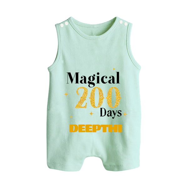Magical 200 Days Romper Suit | Custom Baby Romper Suit for 200 Days Milestone - MINT GREEN - 0 - 5 Months Old (Chest 18")