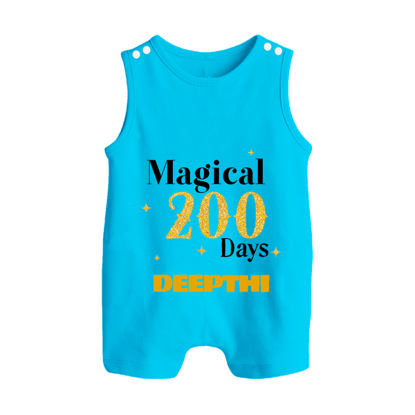 Magical 200 Days Romper Suit | Custom Baby Romper Suit for 200 Days Milestone - SKY BLUE - 0 - 5 Months Old (Chest 18")