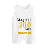 Magical 200 Days Romper Suit | Custom Baby Romper Suit for 200 Days Milestone - WHITE - 0 - 5 Months Old (Chest 18")