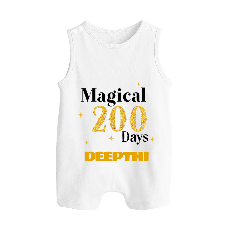 Magical 200 Days Romper Suit | Custom Baby Romper Suit for 200 Days Milestone - WHITE - 0 - 5 Months Old (Chest 18")