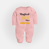 Magical 200 Days Sleep Suit | Custom Baby Sleep Suit for 200 Days Milestone - BABY PINK - New Born (Chest 7.5")