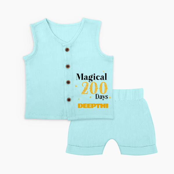 Magical 200 Days Jabla Set | Custom Baby Jabla Set for 200 Days Milestone - BABY BLUE - 0 - 3 Months Old (Chest 9.8")