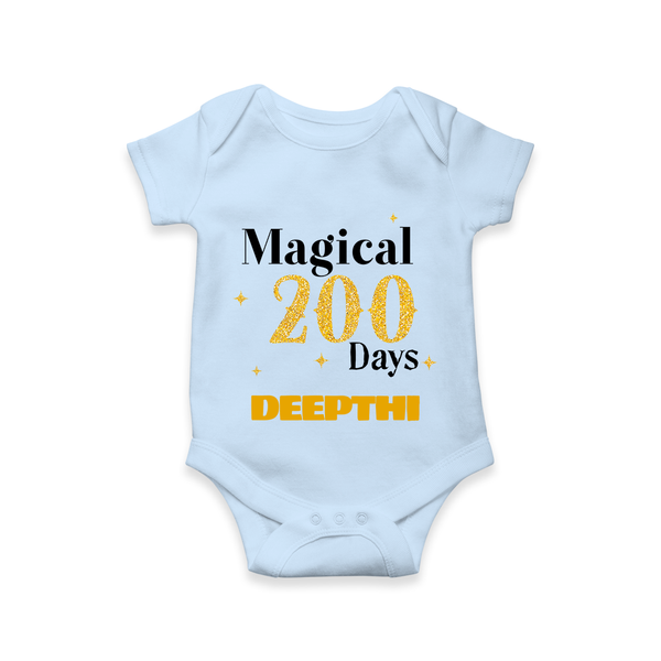 Magical 200 Days Romper | Custom Baby Romper for 200 Days Milestone - BABY BLUE - New Born (Chest 14")