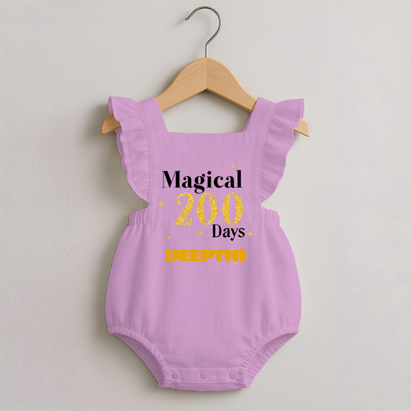 Magical 200 Days Romper Frock | Custom Baby Romper Frock for 200 Days Milestone - BABY PINK - 0 - 3 Months Old (Chest 19")