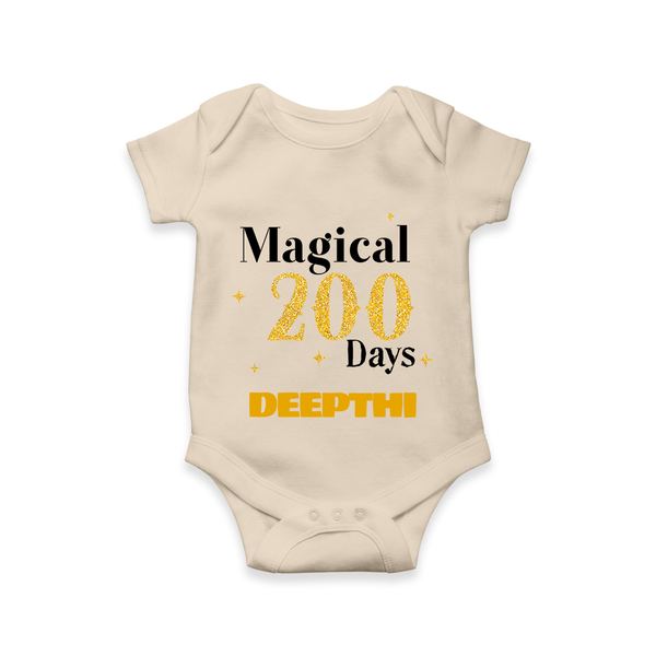 Magical 200 Days Romper | Custom Baby Romper for 200 Days Milestone - IVORY - New Born (Chest 14")