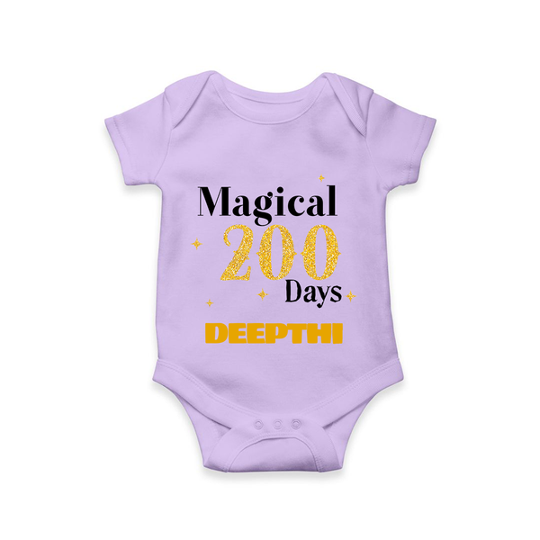 Magical 200 Days Romper | Custom Baby Romper for 200 Days Milestone - LILAC - New Born (Chest 14")