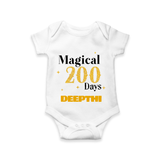 Magical 200 Days Romper | Custom Baby Romper for 200 Days Milestone - WHITE - New Born (Chest 14")