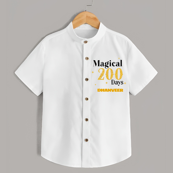 Magical 200 Days Shirt | Custom Baby Shirt for 200 Days Milestone - WHITE - 0 - 6 Months Old (Chest 23")