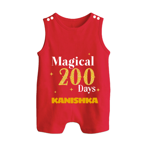 Magical 200 Days Romper Suit | Custom Baby Romper Suit for 200 Days Milestone - RED - 0 - 5 Months Old (Chest 18")