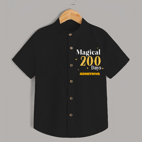 Magical 200 Days Shirt | Custom Baby Shirt for 200 Days Milestone - BLACK - 0 - 6 Months Old (Chest 23")