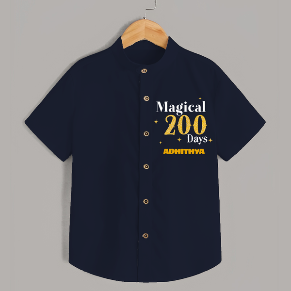 Magical 200 Days Shirt | Custom Baby Shirt for 200 Days Milestone - NAVY BLUE - 0 - 6 Months Old (Chest 23")