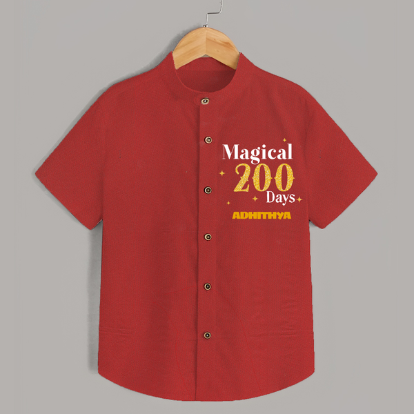 Magical 200 Days Shirt | Custom Baby Shirt for 200 Days Milestone - RED - 0 - 6 Months Old (Chest 23")