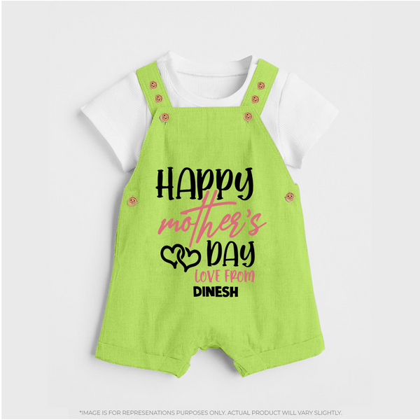 Happy Mother's Day - Celebration With Our Customized Dungaree Set With Name - GREEN - 0 - 5 Months Old (Chest 18")