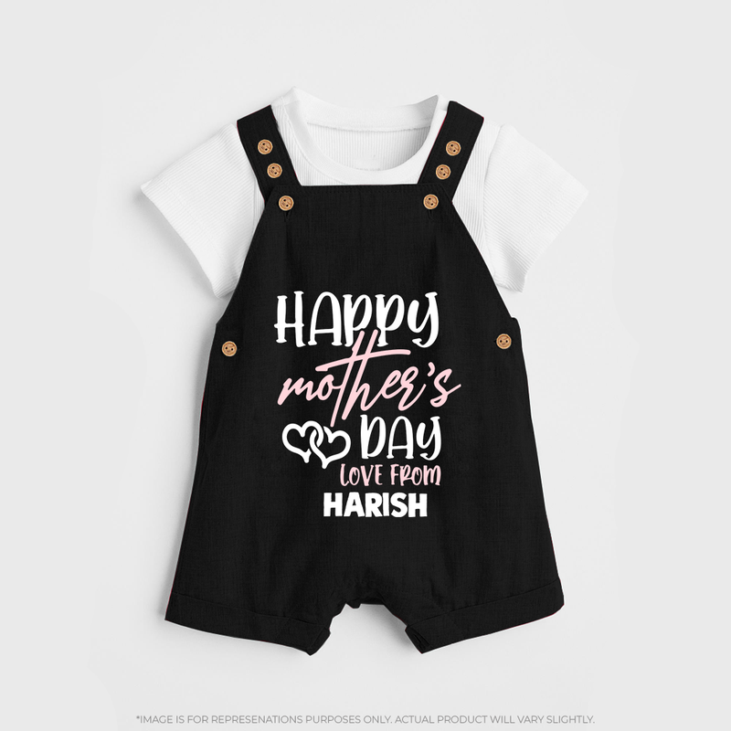 Happy Mother's Day - Celebration With Our Customized Dungaree Set With Name - BLACK - 0 - 5 Months Old (Chest 18")