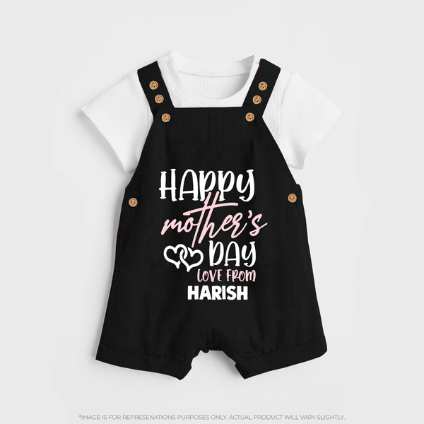 Happy Mother's Day - Celebration With Our Customized Dungaree Set With Name - BLACK - 0 - 5 Months Old (Chest 18")